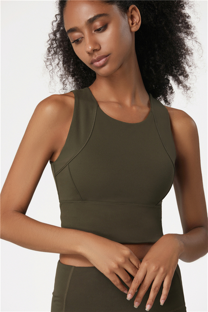 Top Fitness Sports Bra de alto impacto Suporte de alto suporte à prova de choque e tamanho respirável