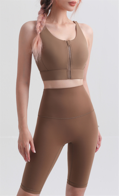 Zipper frontal ajustável Material elástico de fitness yoga ginástica sexy 