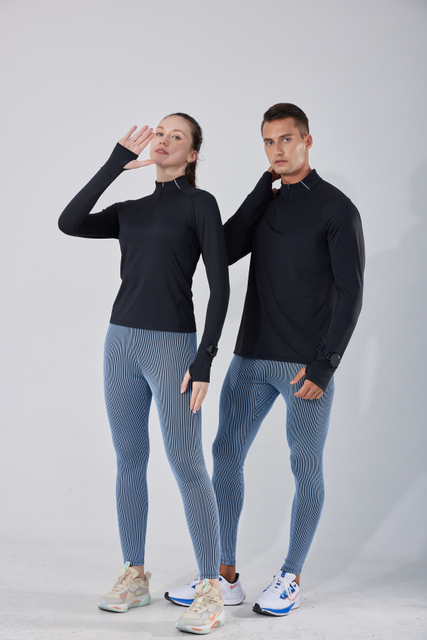 Zíper efflectivo executando camisetas mais tamanhos de orifício de polegar ao ar livre UNissex Jogger Wear Sportswear