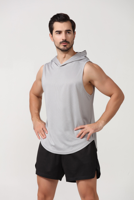 Tanque de fitness de ginástica masculino Tampa com capuz Tampa respirável Rápida seca masculina de ginástica esportiva de ginástica