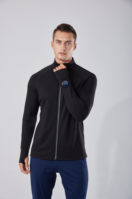 Jaqueta de treino seco rápido masculino com zíper de bolso leve