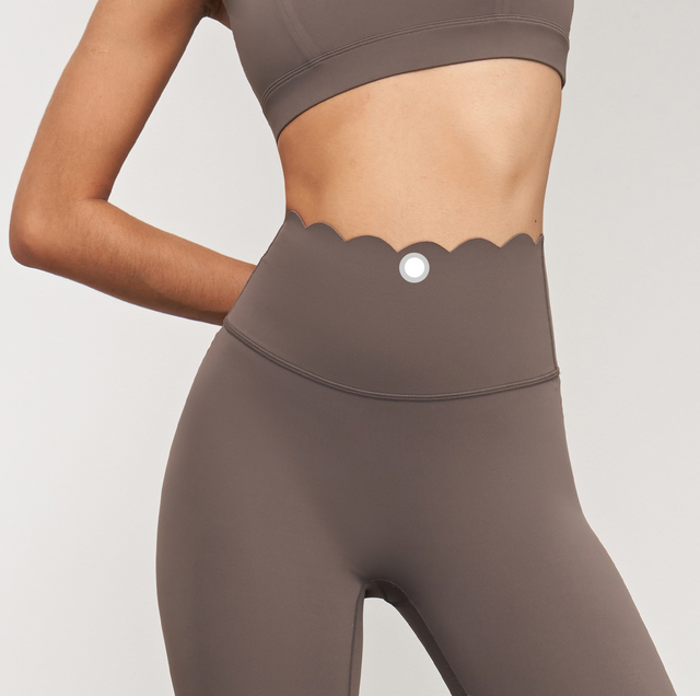 Ioga desgaste a pele de pele rápida Leggings seco de cintura alta calça de ioga apertada Linha de borracha anti-curling Band Leggings