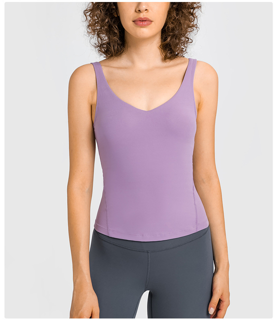 Tampa de ioga de decote em V Sports Sports Sleeveless para mulheres, em forma de Us