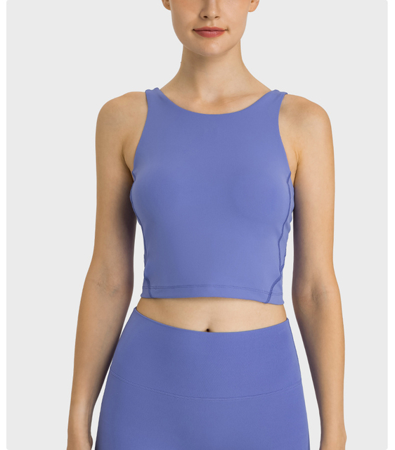 Fitness High Neck Crop Top Treino Treino Construído em Mulheres Bra Tops Tops Sport Tank Top Top Wear Esporte Desgaste