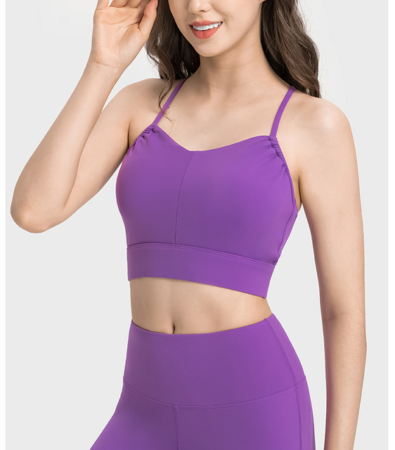  Women Bras Workout Fitness Yoga Tops com sutiã esportivo acolchoado de tiras esportivas